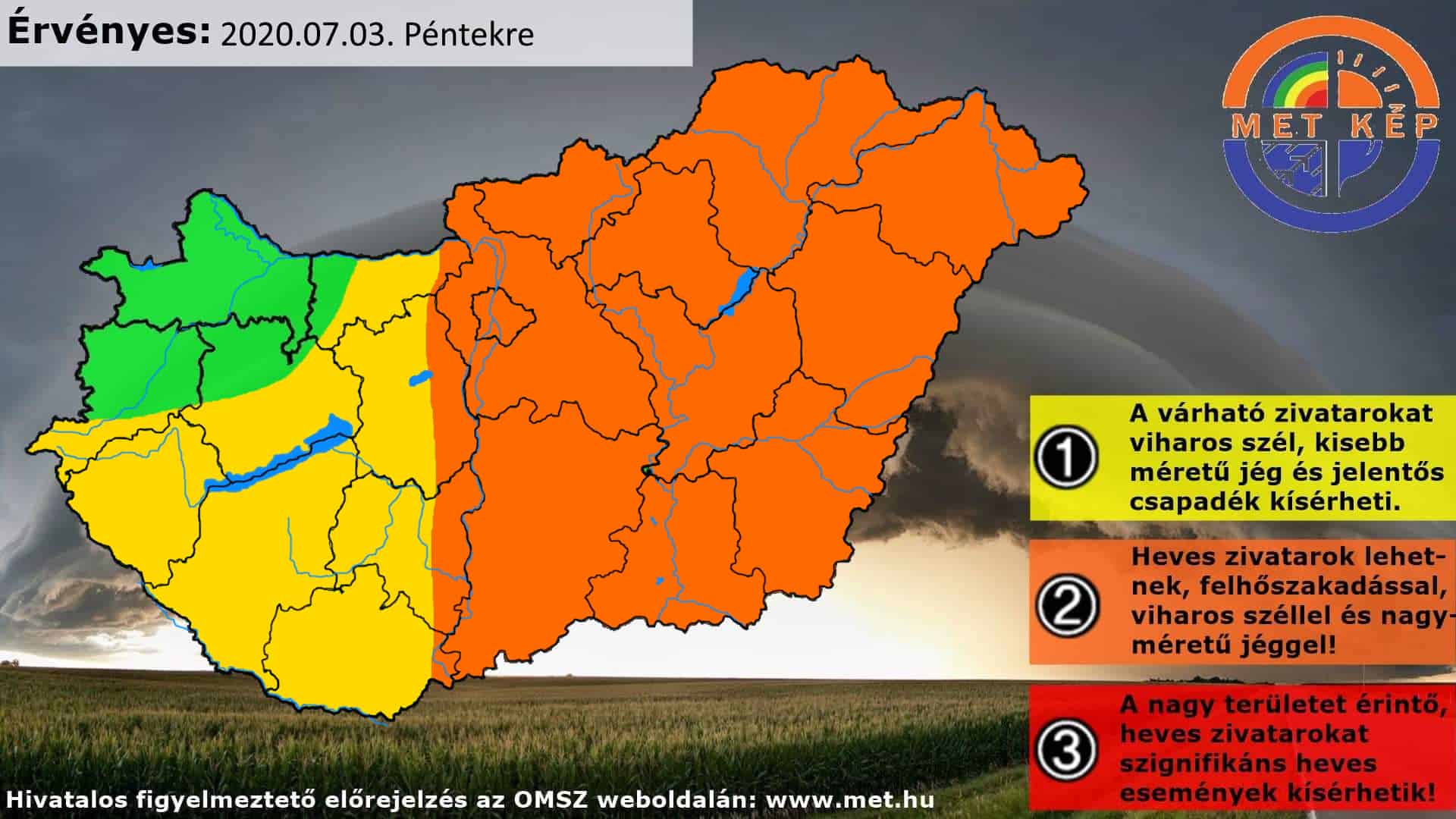 Zivatarok, özönvíz, jégeső várható a Dunától keletre!