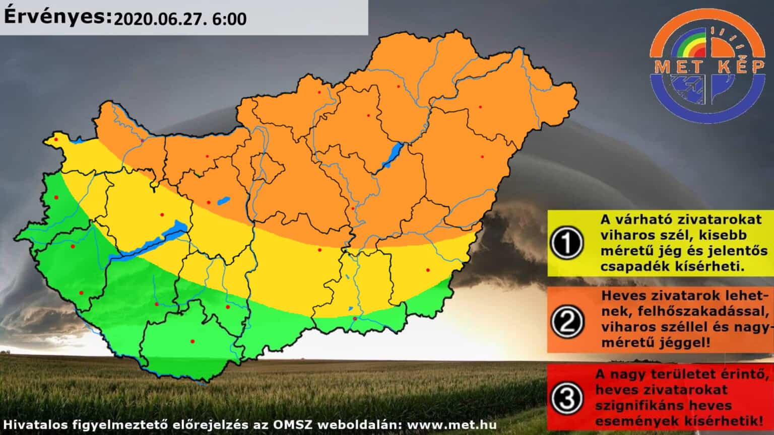 Zivatarok várható előfordulása
