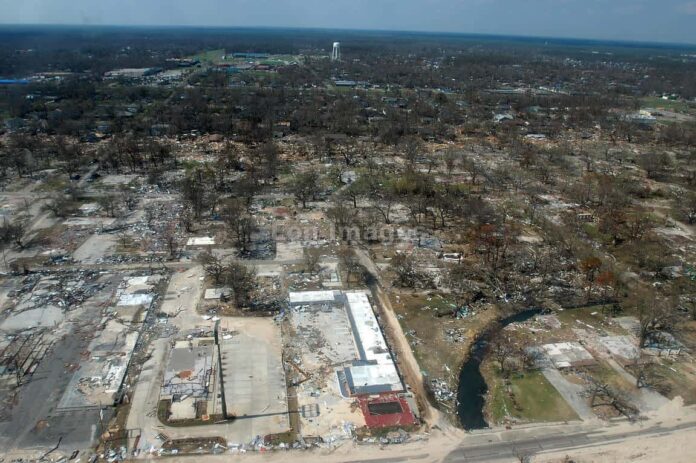 Damage in Gulfport, MS from Hurricane Katrina