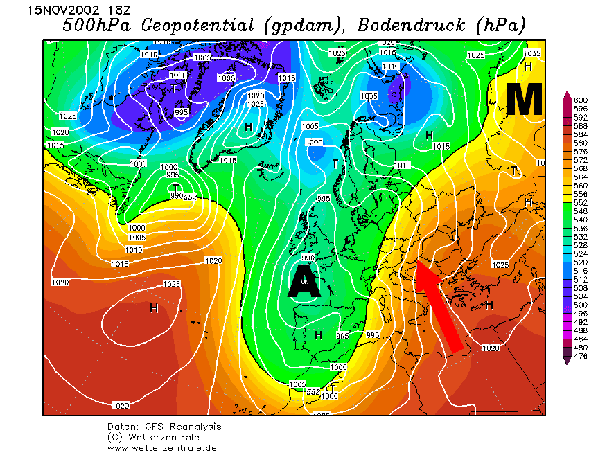 Nyugat-Európai ciklon előoldali áramlási rendszere