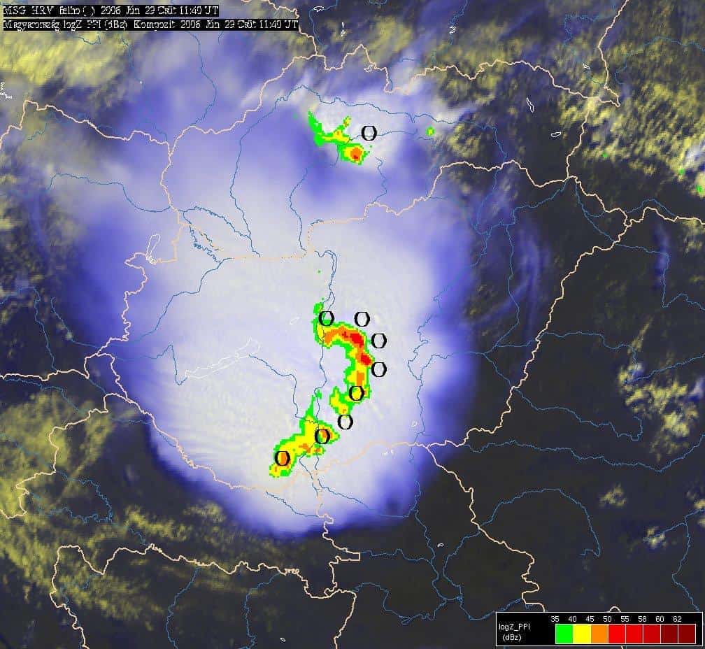 MKK (Mezoléptékű Konvektív Konglomerátum) Magyarország felett