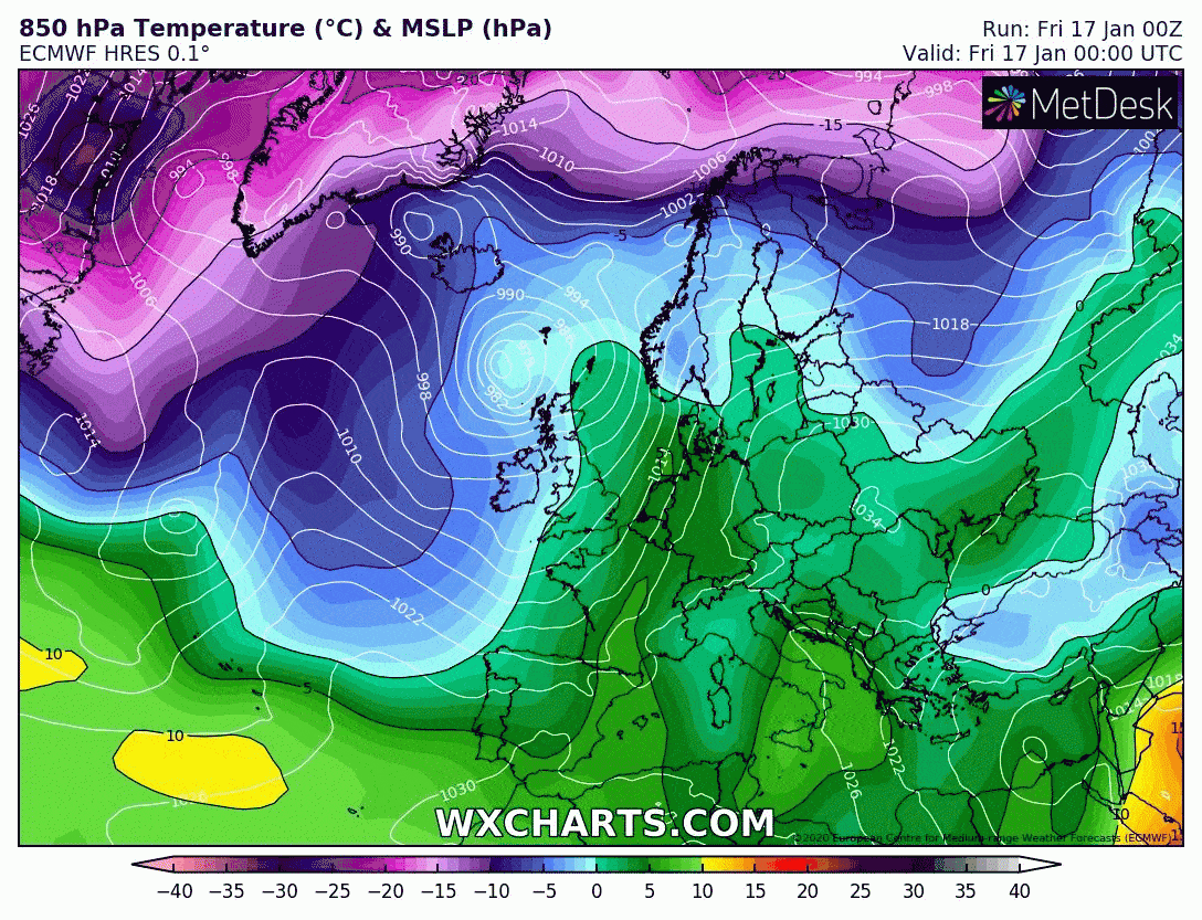Hidegfront, Nyugat majd a Közép-Dunántúlon szombat délutántól gyenge havazás 2