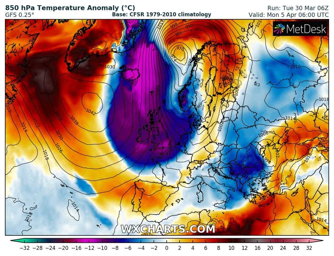 26 fok meleg hidegbetörés havazás Európa 