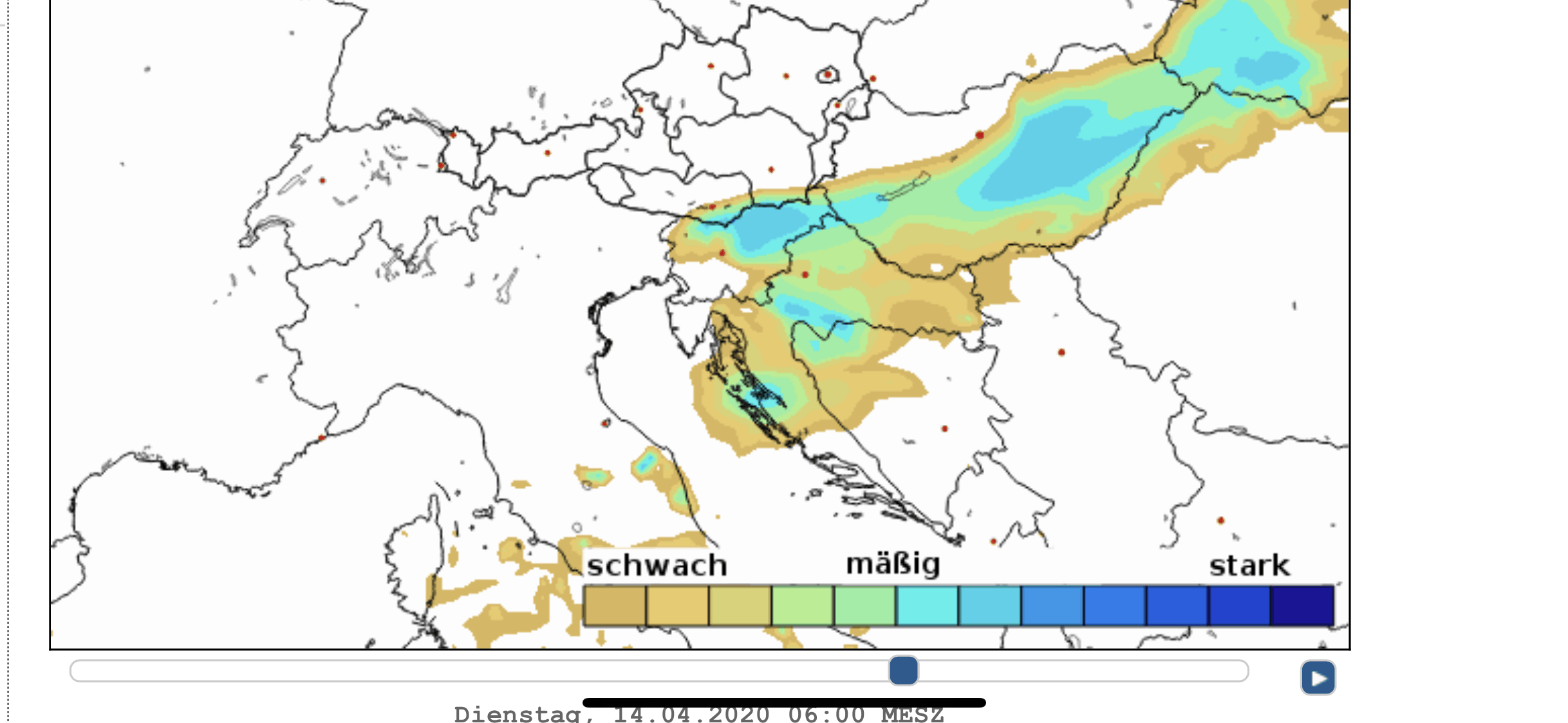 Záporos, zivataros csapadékmező