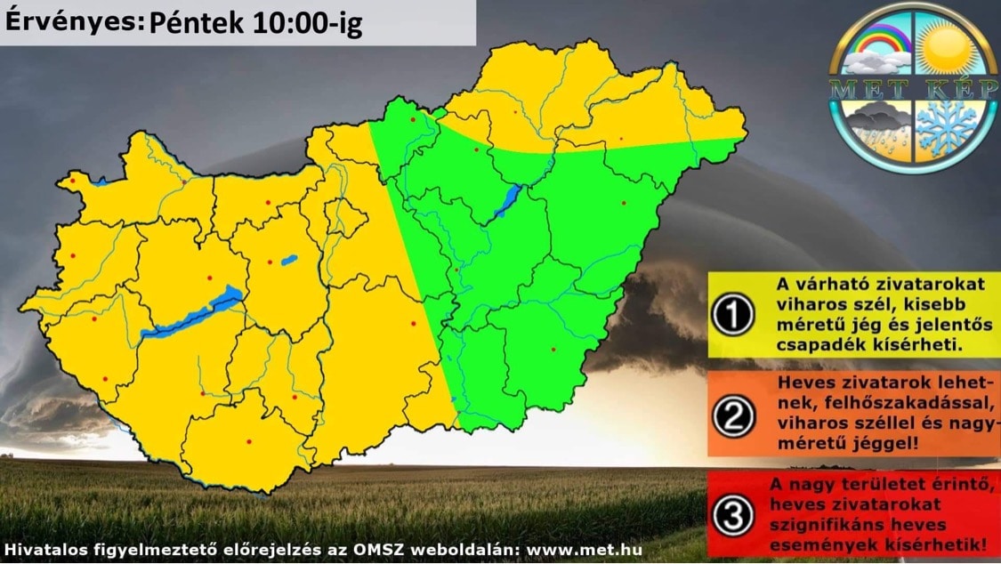 Figyelmeztető előrejelzés: heves zivatarok érkeznek este, éjjel!