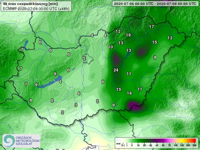 Zivatarokból 20-30mm-t meghaladó csapadék is hullhat!