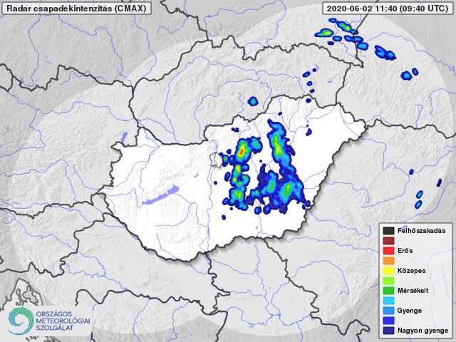 Záporok, zivatarok a radarképen!