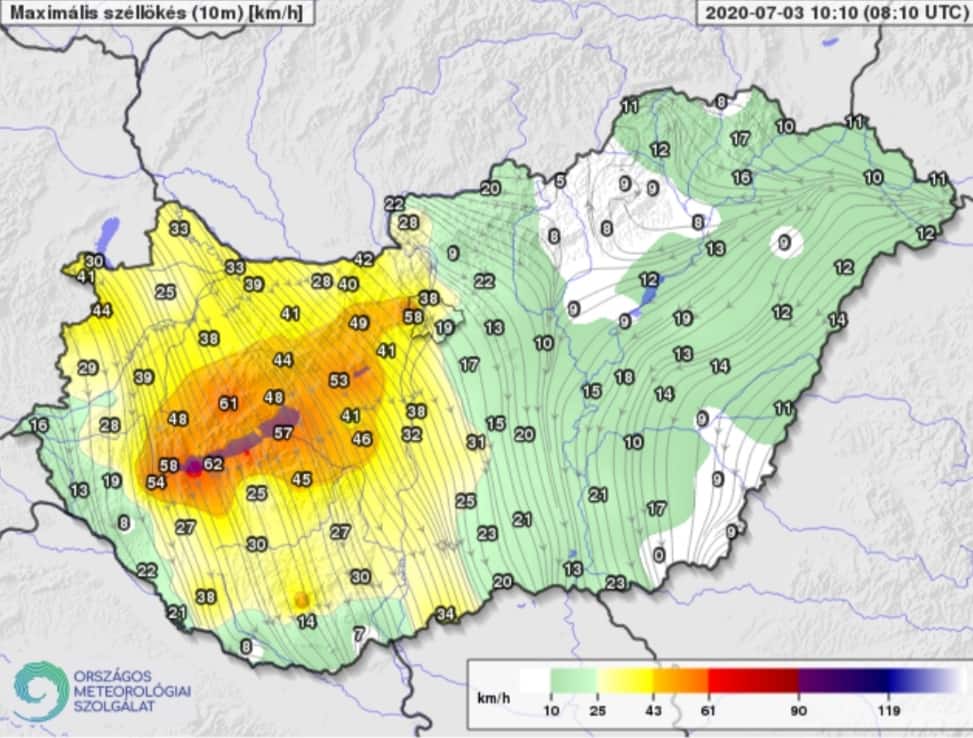A Dunántúlon erős, helyenként viharos szél várható a hidegfront nyomán