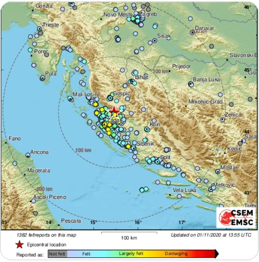 Földrengés 
Horvátország