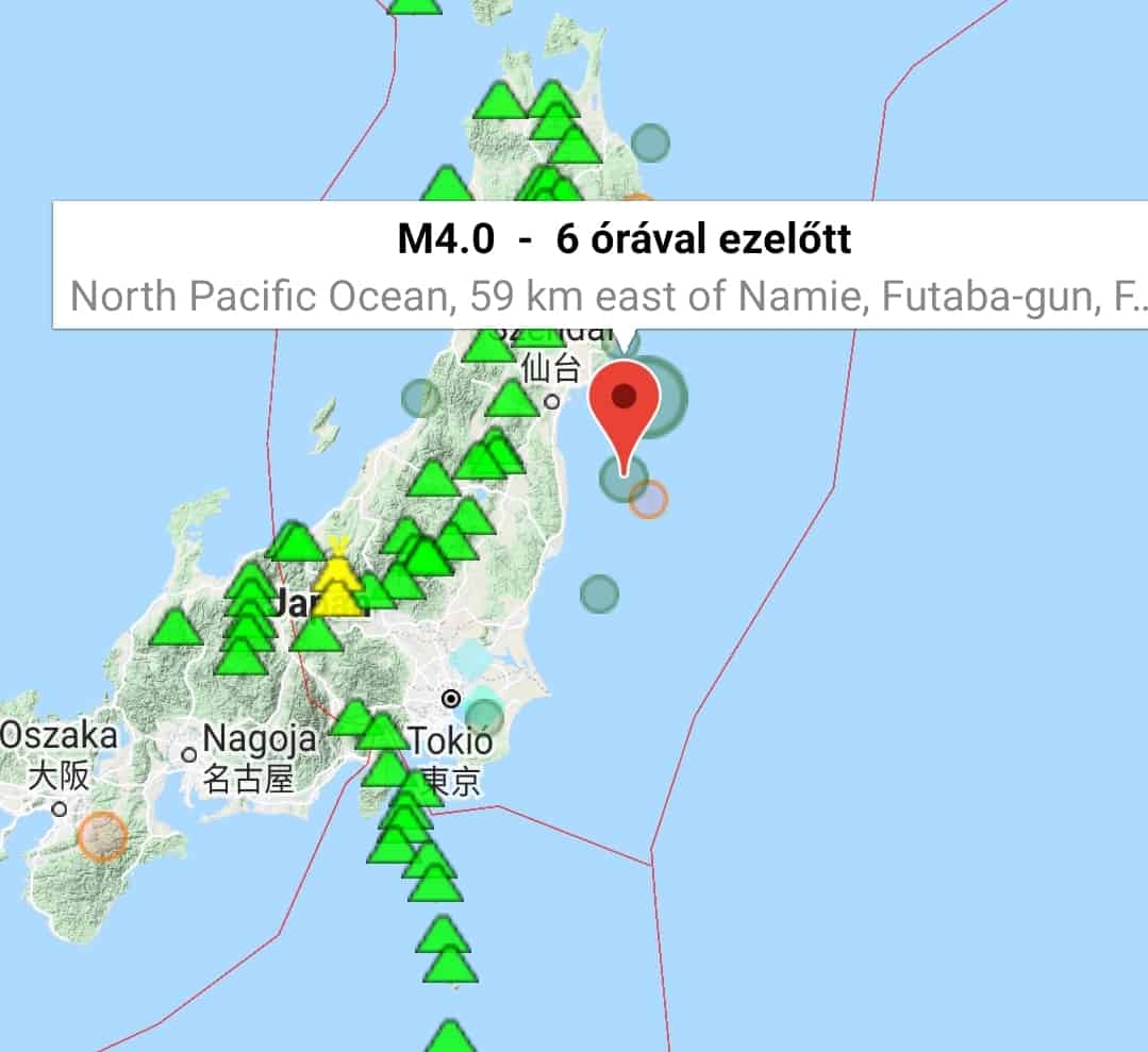 Földrengés Japán fukushima