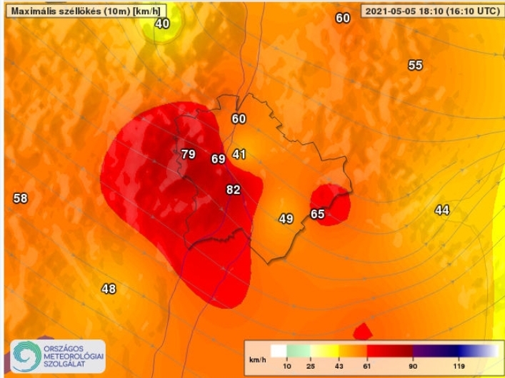 Szélvihar Budapest kár vihar