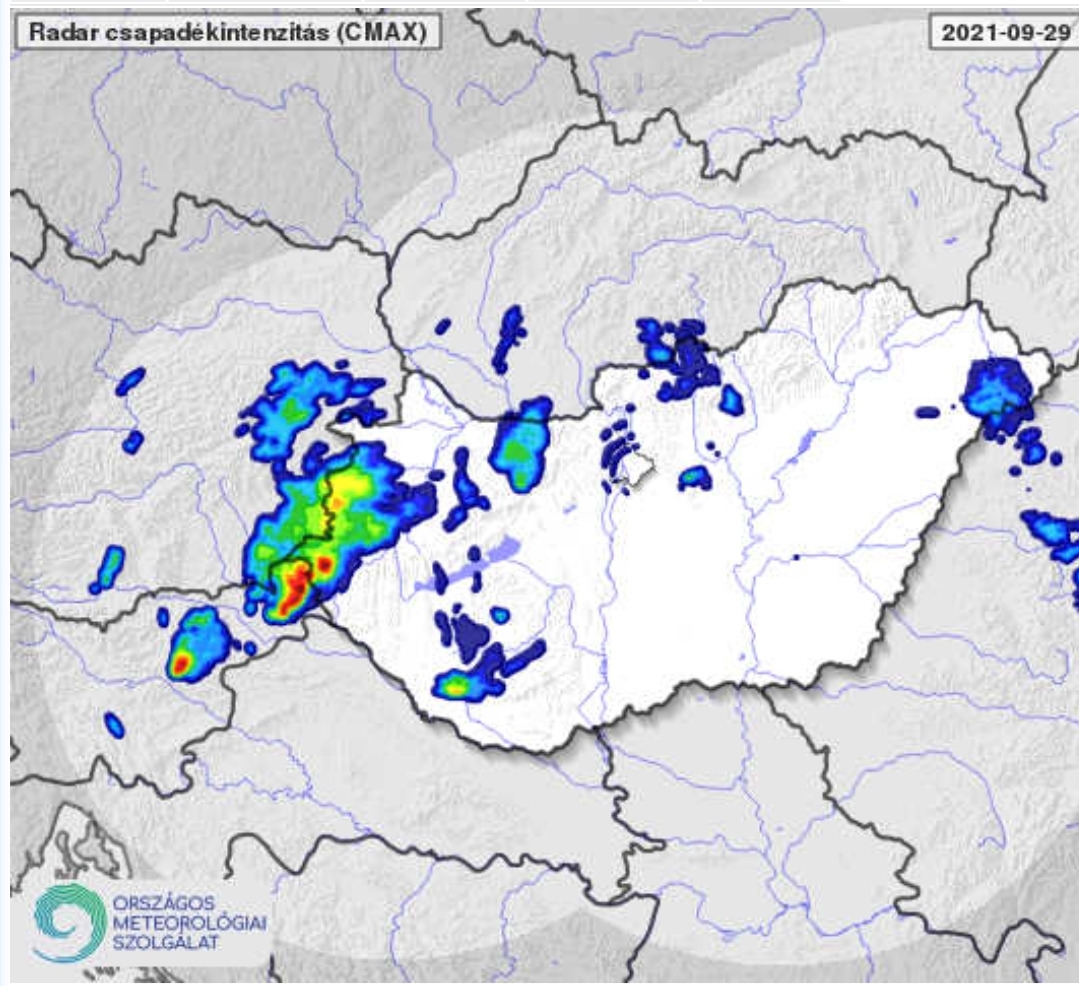 Zivatarrendszer felhőszakadás vihar