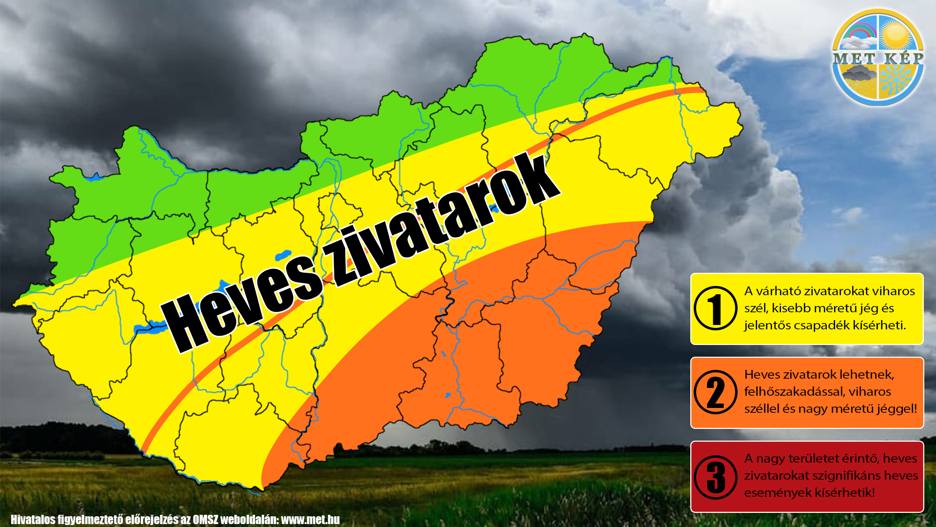 Heves zivatarok várhatóak délután! Jégeső, felhőszakadás! 9