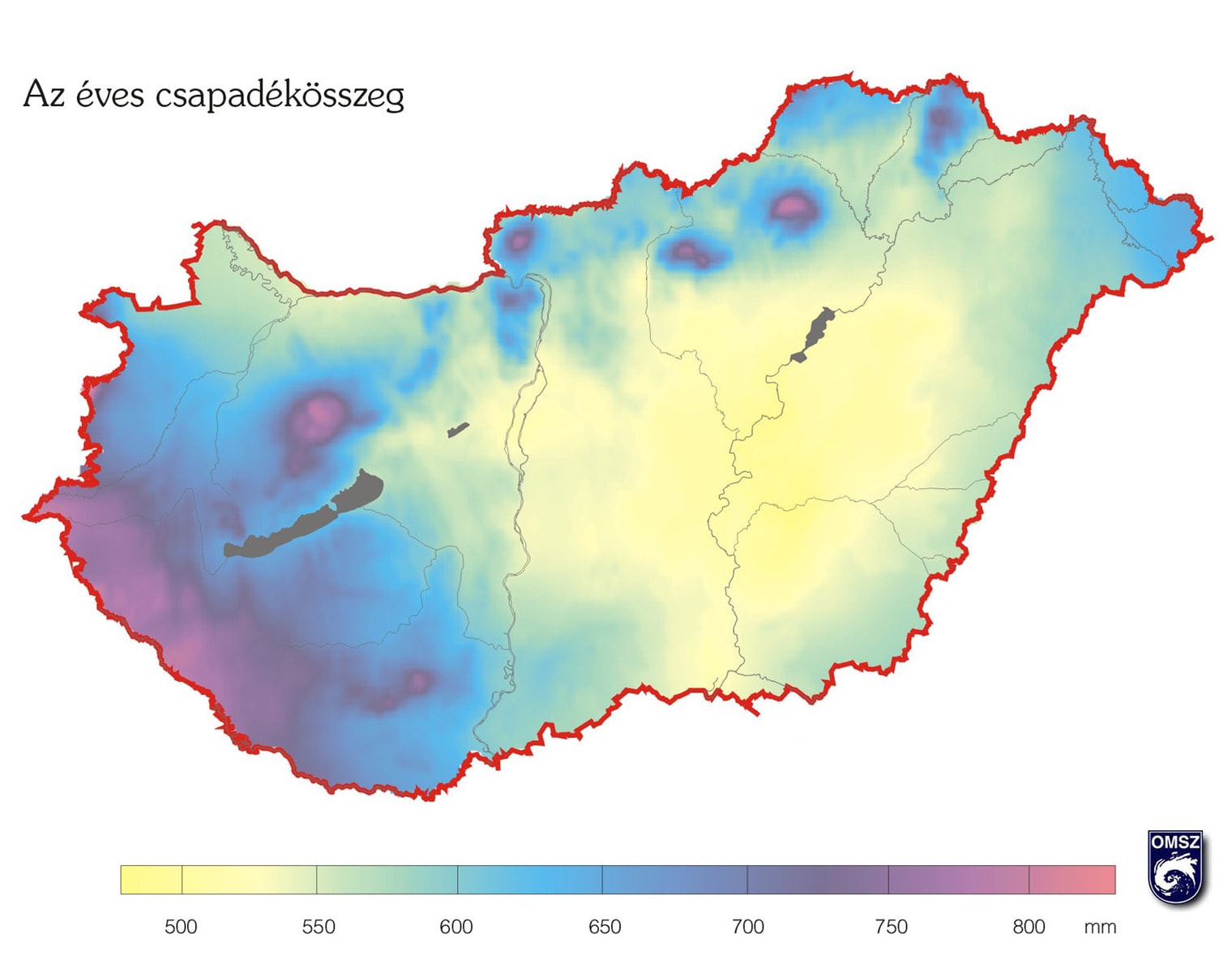 Átlagos évi csapadékmennyiség