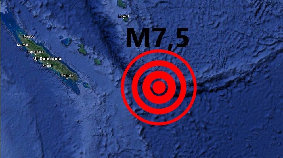 46 földrengés Új-Kaledónia partjaitól délkeletre!