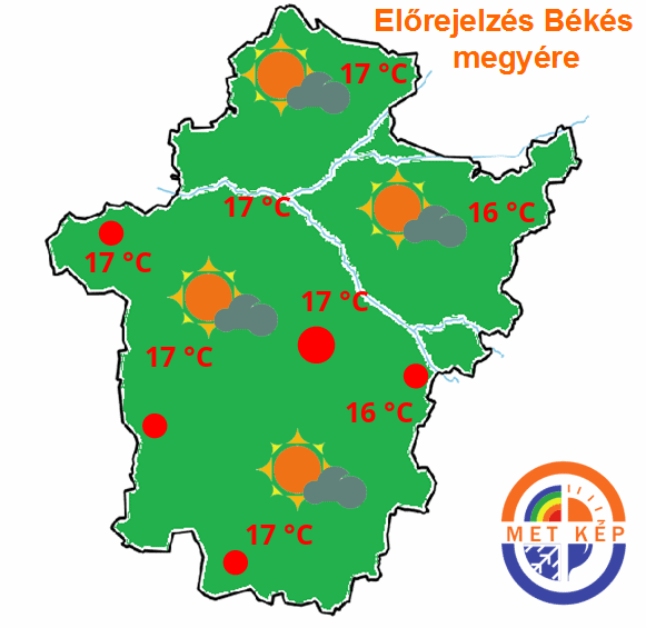 Kistérségi időjárás előrejelzés Békés megyére. Békéscsaba, Gyula, Orosháza, Szarvas holnapra.
