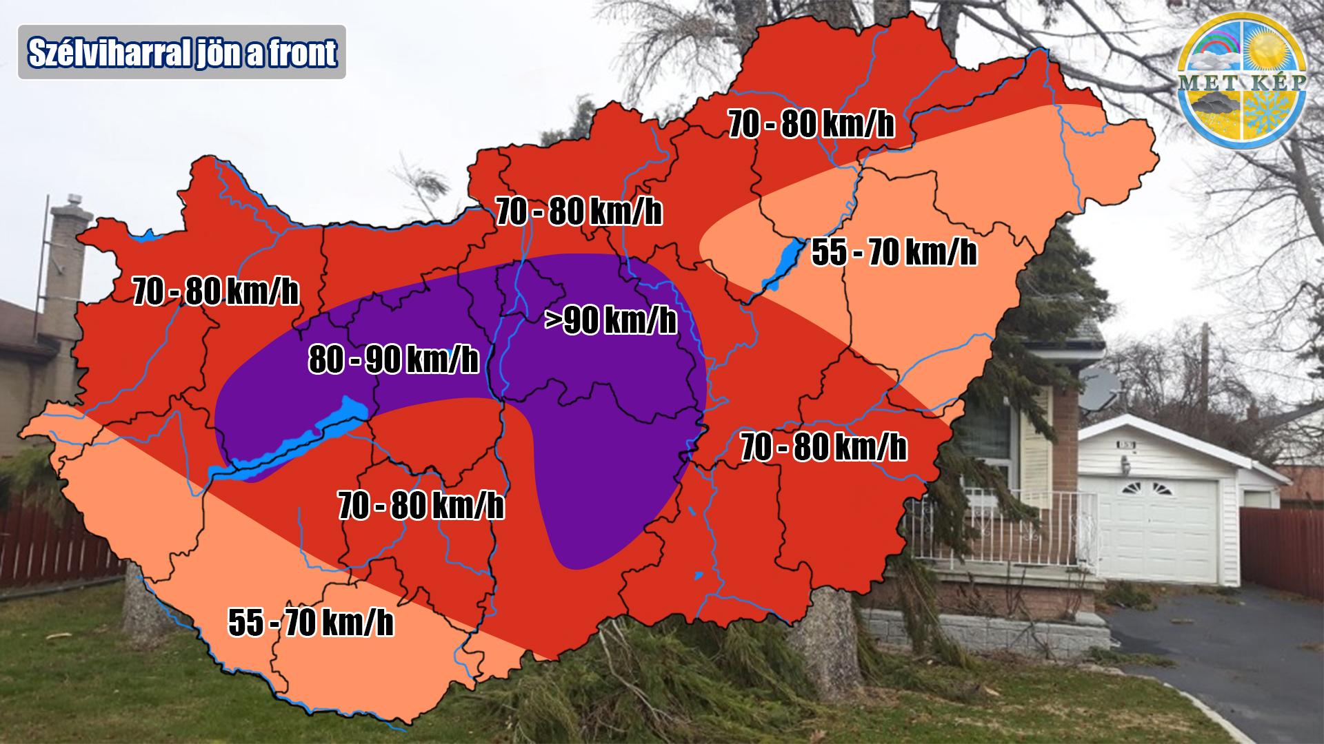 Érkezik a szélvihar: 100km/h sem kizárt!