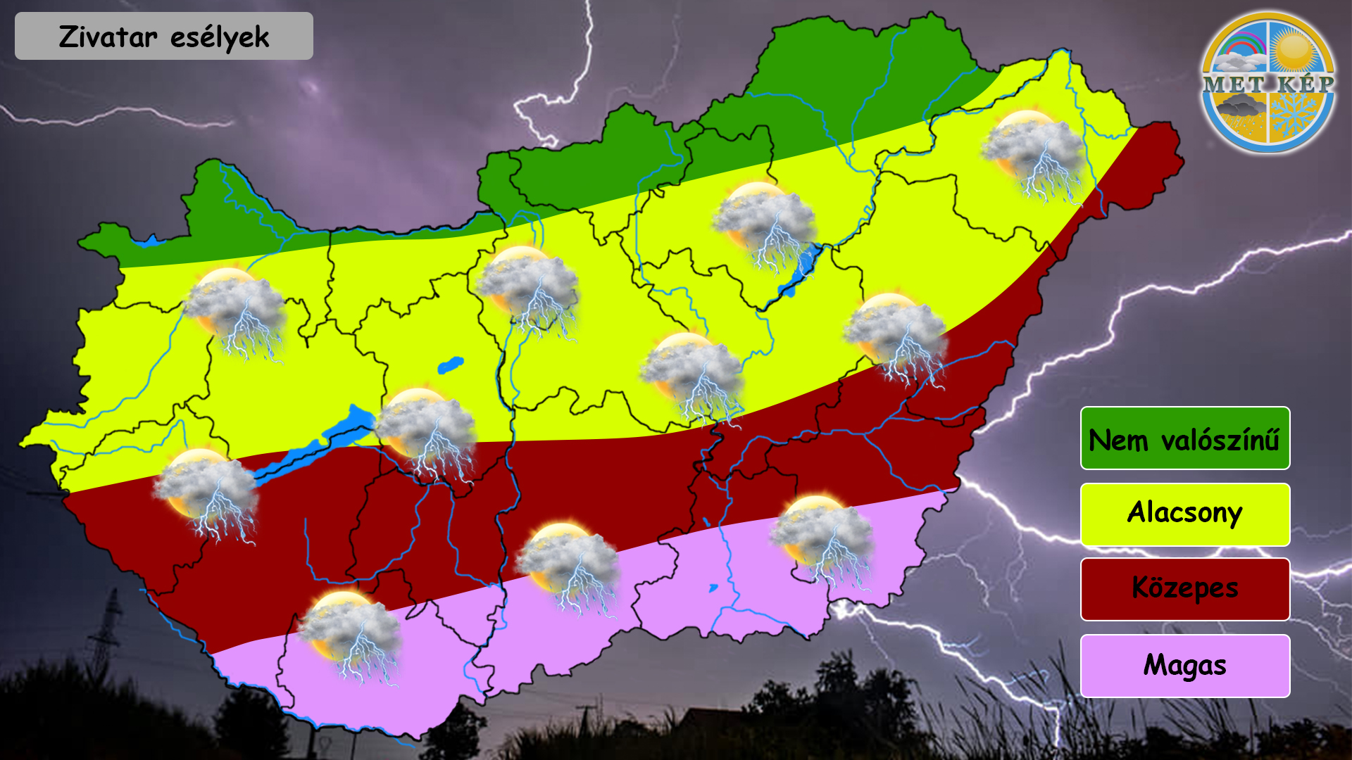 Zivatarrendszer felhőszakadás jégeső