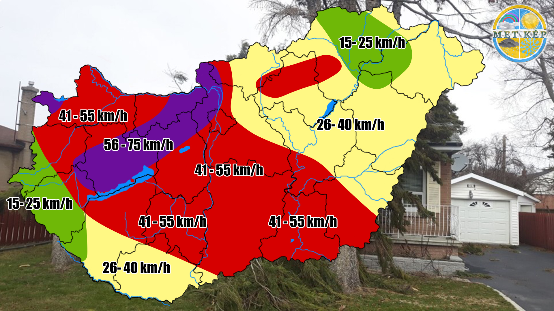 Hidegfront viharos szél lehűlés 