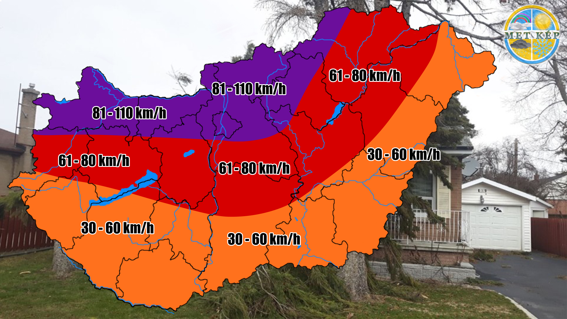 Viharos széllel berobbant a hidegfront, 100-110km/h-s széllökés is lehet!