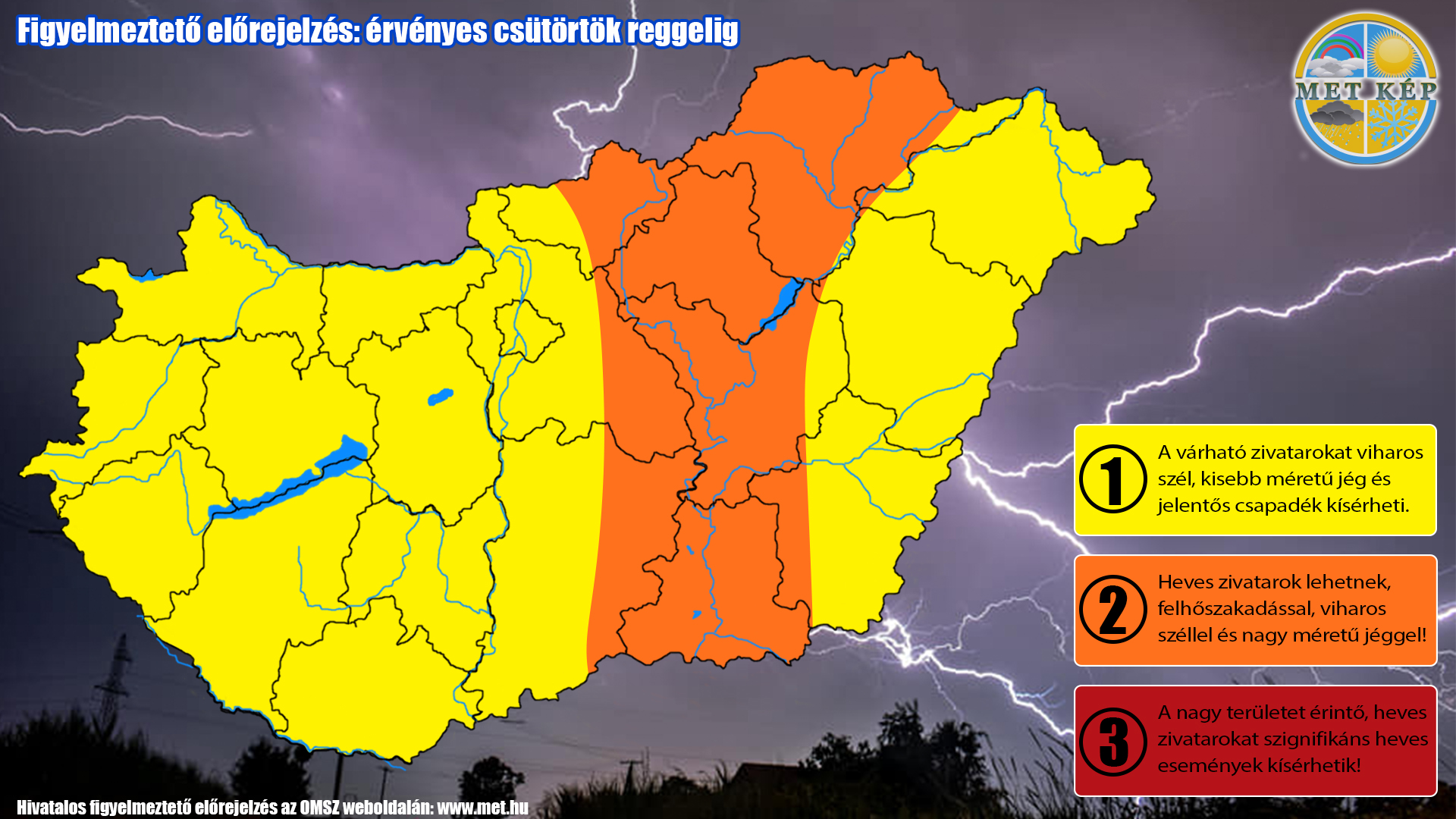 Figyelmeztetés hőségriadó zivatarok