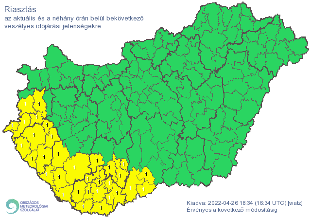 Riasztás zápor zivatar 