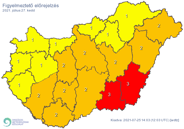 Piros figyelmeztetés hőség 